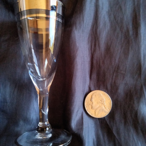 Clear Silver Rimmed Liquor Cordial Shot Glass Set of 6 - Picture 3 of 7